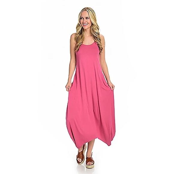 Indigo Thread Co Mauve Pink Draped Jersey Lantern Maxi Dress SZ M - Picture 1 of 7